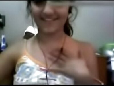 indian ultra-cute girl her ultra-cute boobs press on web cam