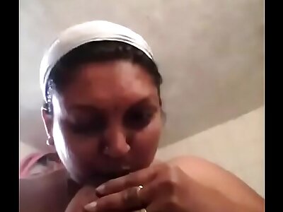 tamil aunty in shower sucking her bosoms